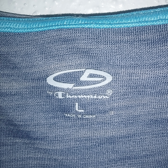 Champion L Hoodie Pullover Athletic Top in Heathered Gray Blue - Picture 4 of 7